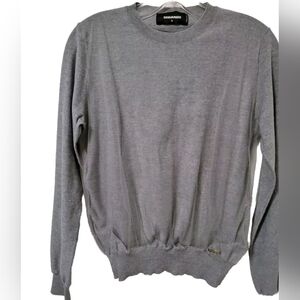 DSQUARED2 Gray Crew Neck Wool Blend Long Sleeve Sweater Sheer Small Modified
